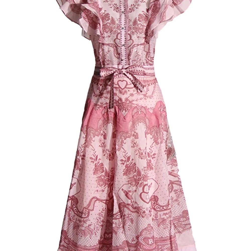 Designer-Style Pink Ruffled Two-Piece Dress Set - Picture 3 of 11